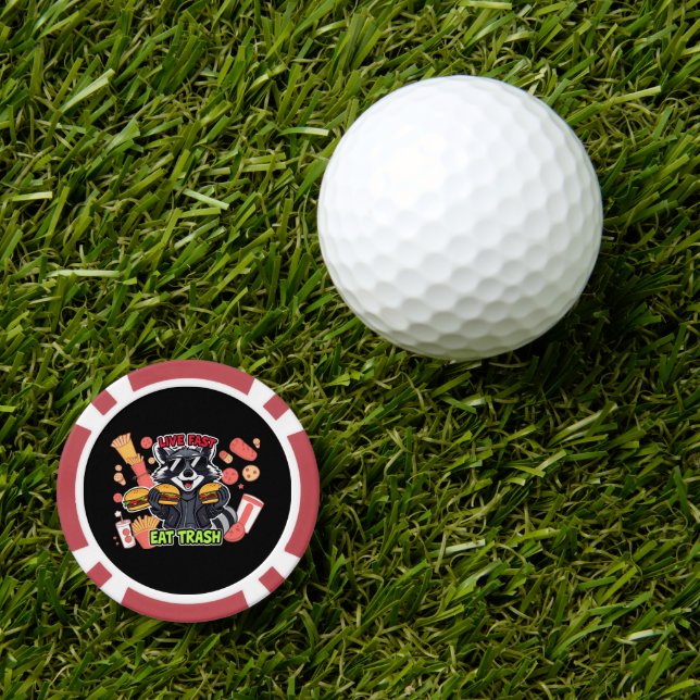 Jetons De Poker Funny Raccoon ‘Live Fast Eat Trash’ (Marqueur de balle de golf)