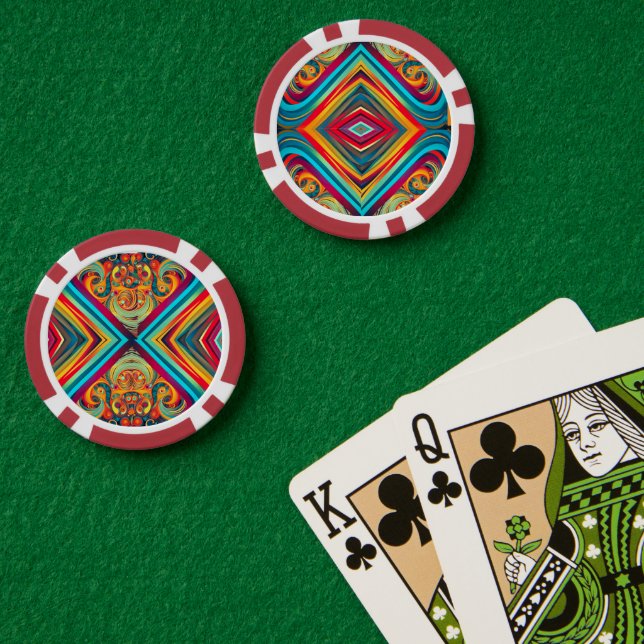 Jetons De Poker Fusion de Vagues de Couleurs – Art Abstrait Modern (Table de poker (double))