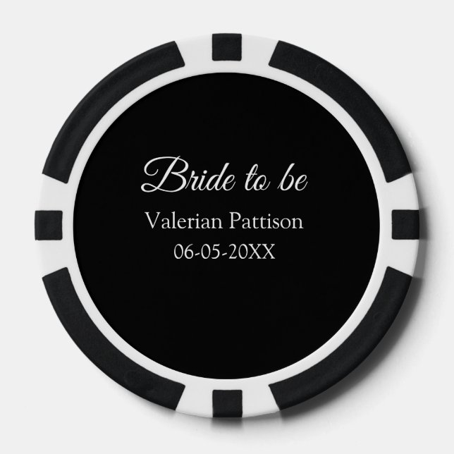 Jetons De Poker futurelle nom date noir blanc shower de mariage no (Recto)