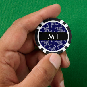 Jetons De Poker Garland de Noël, Bleu, Votre nom, Personnaliser