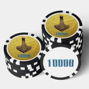 Jetons De Poker Gold Thor Hammer blanc blkb 10K puce de poker rayé