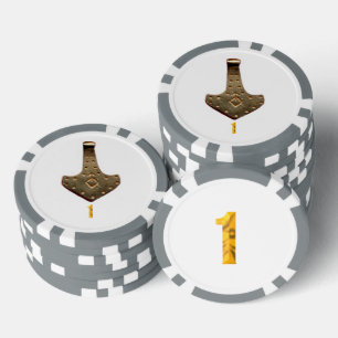 Jetons De Poker Gold Thor Hammer blanc gris 1 puce de poker rayé