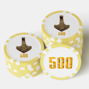 Jetons De Poker Gold Thor Hammer blanc jaune 500 puce de poker str