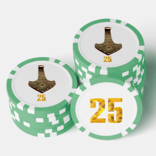 Jetons De Poker Gold Thor Hammer blanc vert 25 puce de poker rayé
