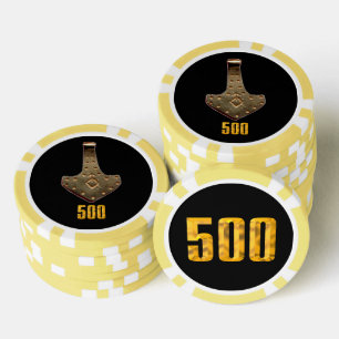 Jetons De Poker Gold Thor Hammer noir jaune 500 bande puce de poke