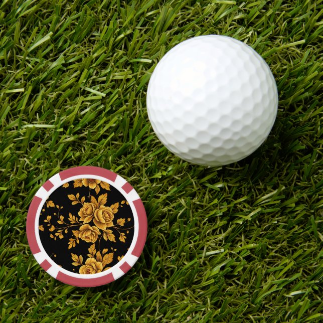 Jetons De Poker Golden Vintage Roses (Marqueur de balle de golf)