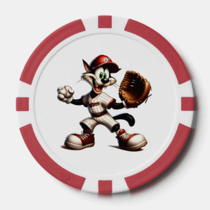 Jetons De Poker Goofy Cat Baseball Pitcher Monte