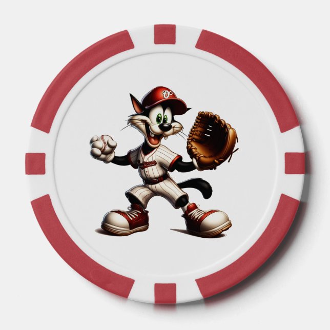 Jetons De Poker Goofy Cat Baseball Pitcher Monte (Recto)