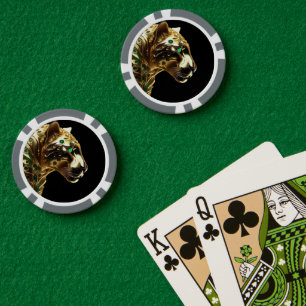 Jetons De Poker Grâce Royale : Le Jaguar Doré Orné d'Émeraudes