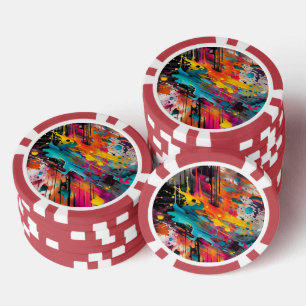 Jetons De Poker Graffiti éclaboussé de chaos vif