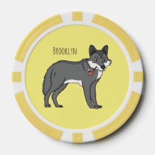 Jetons De Poker Gray wolf with pipe cartoon