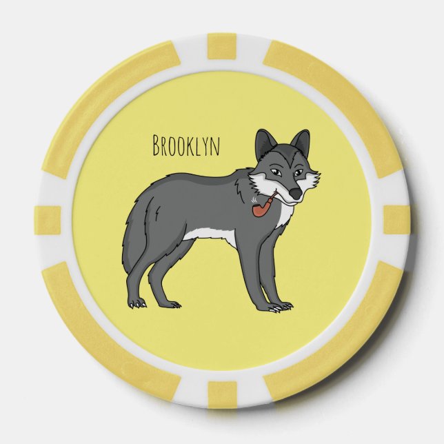 Jetons De Poker Gray wolf with pipe cartoon (Recto)