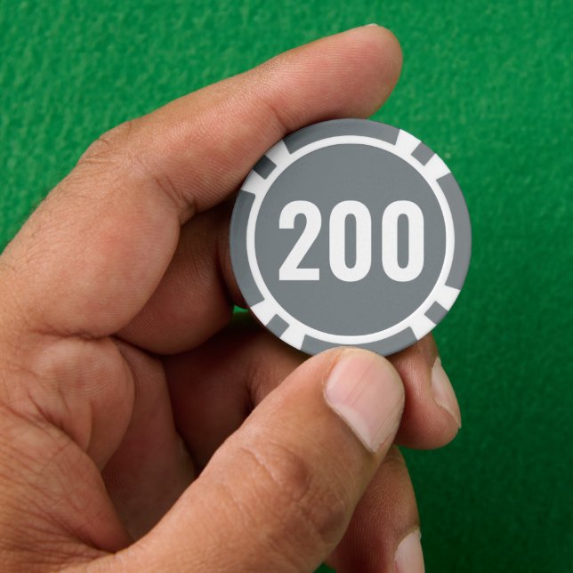 Jetons De Poker Gris de base, blanc, numéro gras  (main)