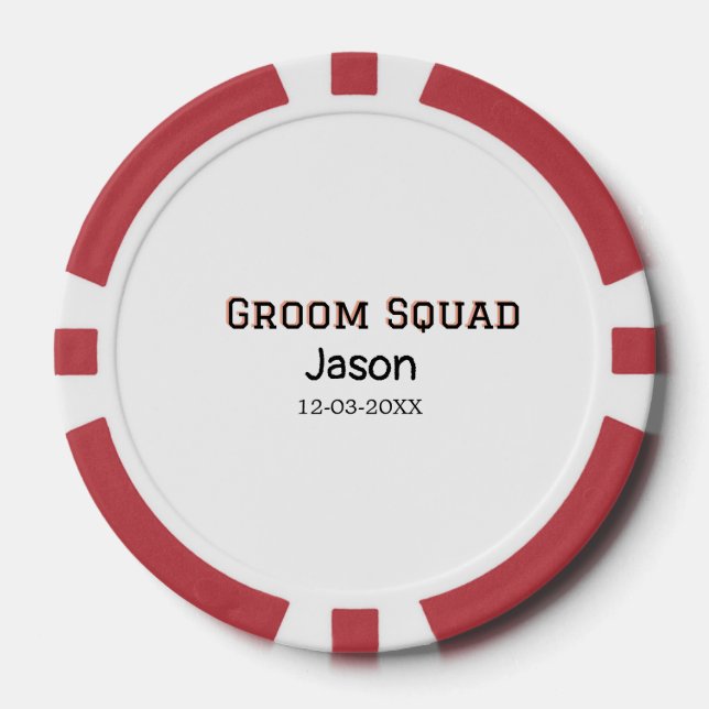 Jetons De Poker Groom Squad garçon d'honneur enterrement de vie de (Recto)
