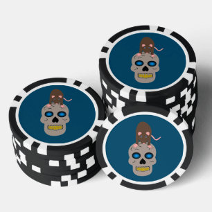 Jetons De Poker Halloween gothique du crâne et du rat