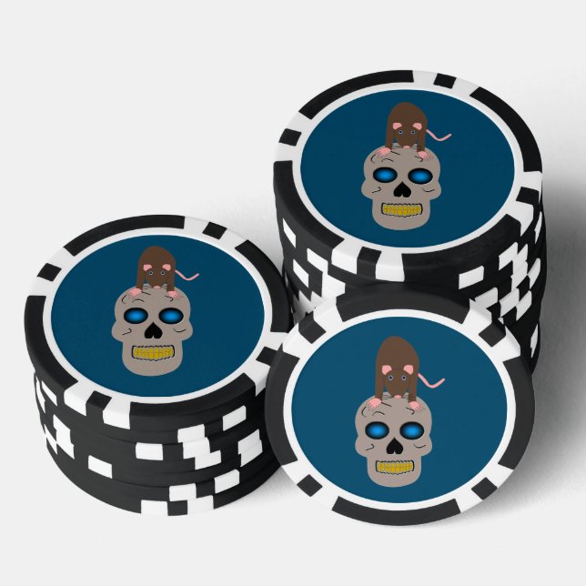 Jetons De Poker Halloween gothique du crâne et du rat (Empiler)