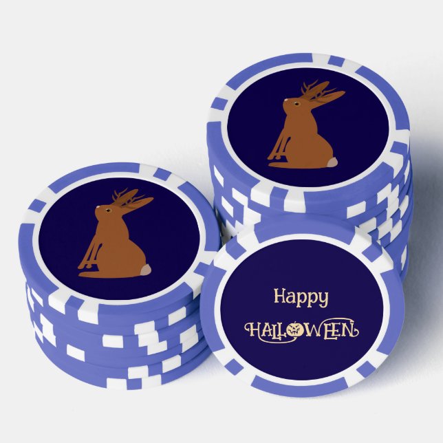 Jetons De Poker Halloween Jackalope Trace ou traitement personnali (Empiler)