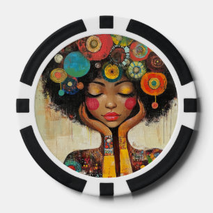 Jetons De Poker Harmonie de femme noire colorée
