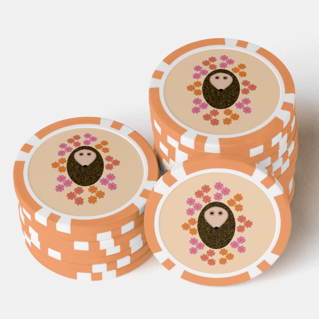 Jetons De Poker Hérisson endormi et fleurs (Empiler)