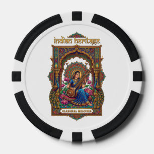 Jetons De Poker Héritage Indien : Musicien Classique Art de la Vee
