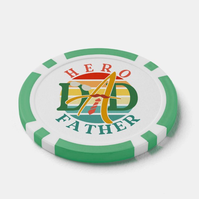 Jetons De Poker Hero Papa Fath Sunset Cravate, Moustache & Lunette (Simple)