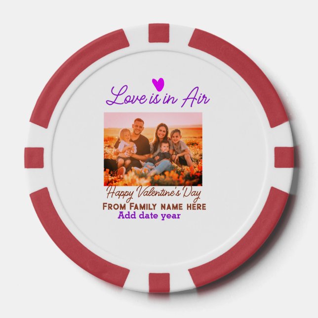 Jetons De Poker Heureuse Sainte-Valentin ajouter nom de famille ph (Recto)