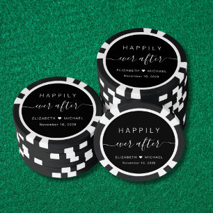 Jetons De Poker Heureux Pour Toujours Mariage Noir Blanc