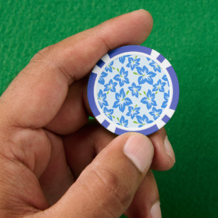 Jetons De Poker Hibiscus Bleu, Fleurs Bleues, Motif De Fleurs