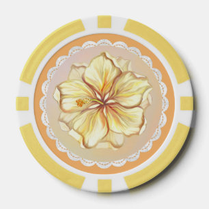 Jetons De Poker Hibiscus & dentelle JAUNE