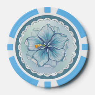 Jetons De Poker Hibiscus & dentelle TURQUOISE