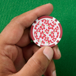 Jetons De Poker Hibiscus rouge, Fleurs rouges, Motif de fleurs