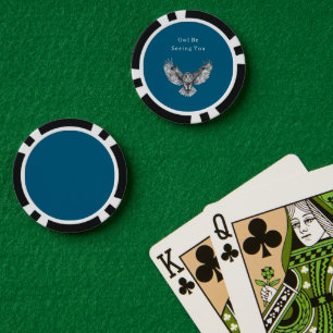 Jetons De Poker Hibou Blanc Bleu  
