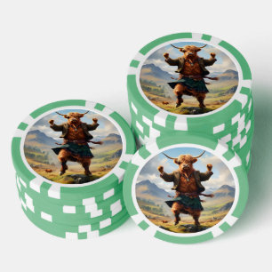 Jetons De Poker Highland Cow Dansant Le Highland Fling,