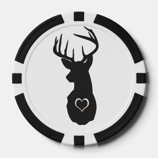 JETONS DE POKER HIPSTER DEER AU COEUR (Recto)