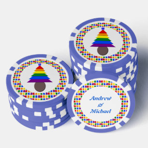 Jetons De Poker Hommes gais Arbre de Noël arc-en-ciel et présente