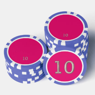 Jetons De Poker Hot rose bleu 10 puce de poker rayé