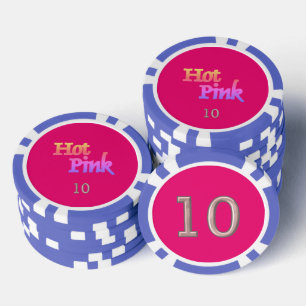 Jetons De Poker Hot rose bleu 10 puce de poker rayé