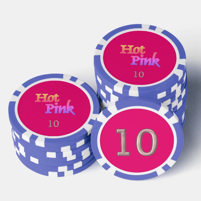 Jetons De Poker Hot rose bleu 10 puce de poker rayé (Empiler)