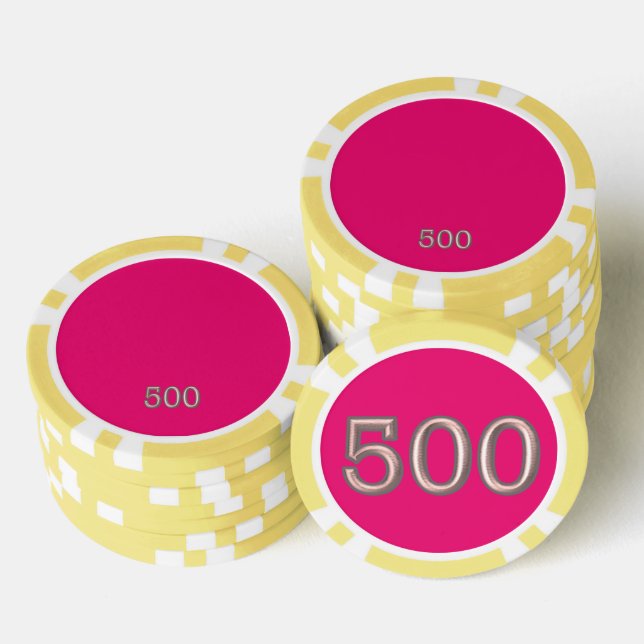 Jetons De Poker Hot rose jaune 500 puce de poker rayé (Empiler)