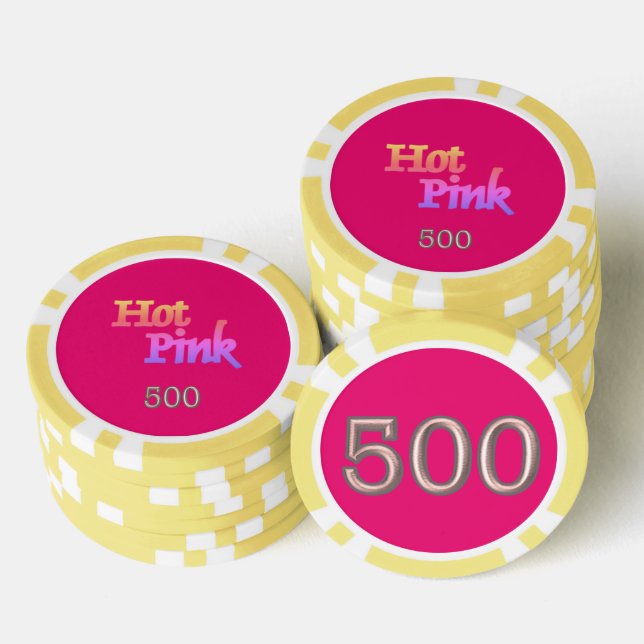 Jetons De Poker Hot rose jaune 500 puce de poker rayé (Empiler)