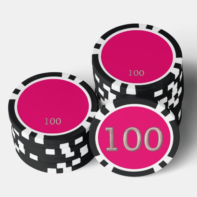 Jetons De Poker Hot rose noir 100 puce de poker rayé (Empiler)
