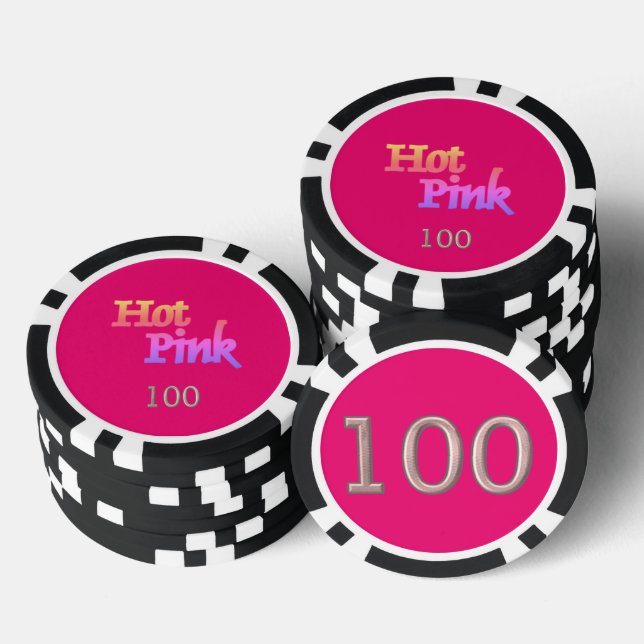 Jetons De Poker Hot rose noir 100 puce de poker rayé (Empiler)