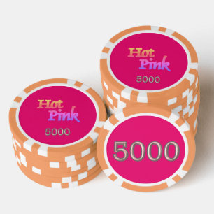 Jetons De Poker Hot rose orange 5000 puce de poker rayé
