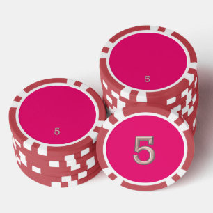 Jetons De Poker Hot rose rouge 5 strié puce de poker