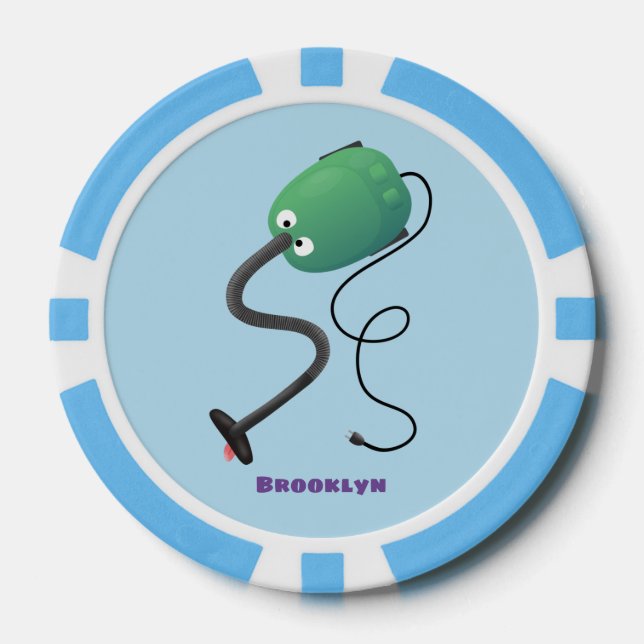 Jetons De Poker Humour de dessin animé de l'aspirateur mignon (Recto)