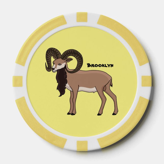 Jetons De Poker Illustration de chèvre de Mouflon (Recto)