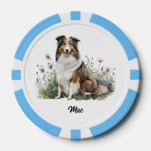 Jetons De Poker Illustration de chien mignon - Collie