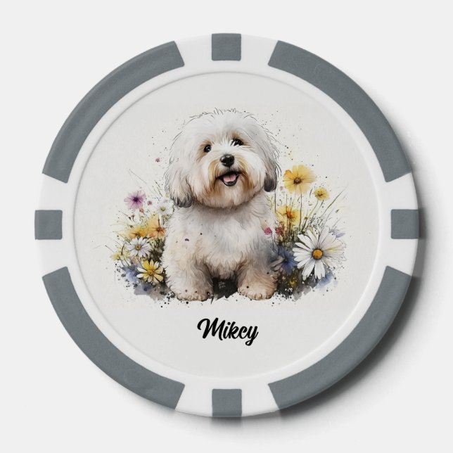 Jetons De Poker Illustration de chien mignon - Coton de Tulear (Recto)