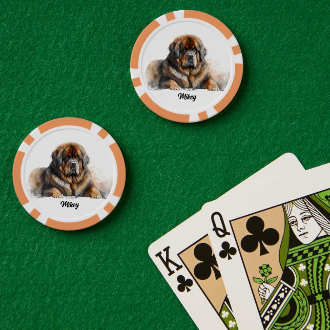 Jetons De Poker Illustration de chien mignon - Mastiff  (Table de poker (double))