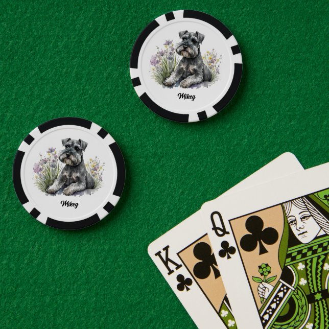 Jetons De Poker Illustration de chien mignon - Schnauzer -  (Table de poker (double))